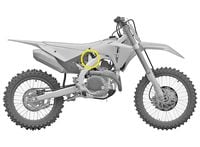 Honda CRF450R highlighted circle on additional bracket attached to top spar of frame